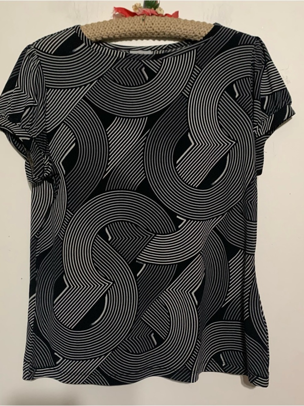 Worthington Petite Large Black and White Striped Top